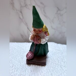 Vntg. Artina Knitting Gnome “Lisa David Wife” Designed in 1988 by Rien Poorvliet